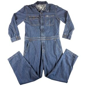 Vintage Lee Denim Coveralls Mens Size M Blue Workwear Bibs Overalls Straight Leg
